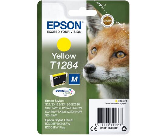  Картридж струйный Epson T1284 C13T12844012 желтый (3.5мл) для Epson S22/SX125 