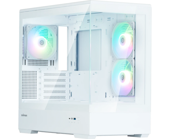  Корпус ZALMAN P30 V2, MATX, White, Window, 2x3.5", 3x2.5", 1xUSB Type-C, 1xUSB3.0, Side 2x120mm ARGB, Rear 1x120mm ARGB, VGA support 