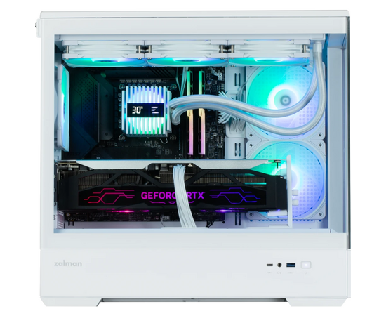  Корпус ZALMAN P30 V2, MATX, White, Window, 2x3.5", 3x2.5", 1xUSB Type-C, 1xUSB3.0, Side 2x120mm ARGB, Rear 1x120mm ARGB, VGA support 